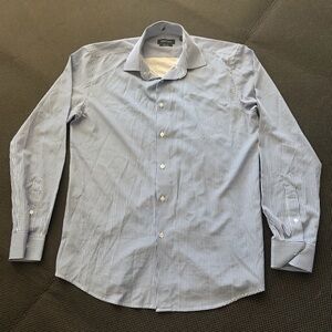 Nautica Men's Light Blue Checkered Dress Shirt